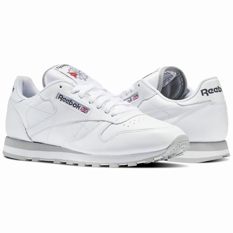 Tenisi Reebok Classic Leather Barbati Albi/Gri Deschis Romania DQ5320UZ